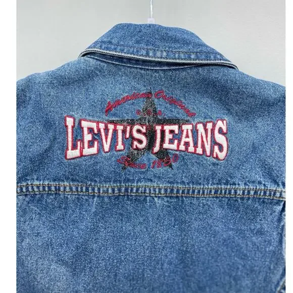 Vintage 1996 Levi’s Jeans White Tab Denim Embroidered Logo‎ Vest